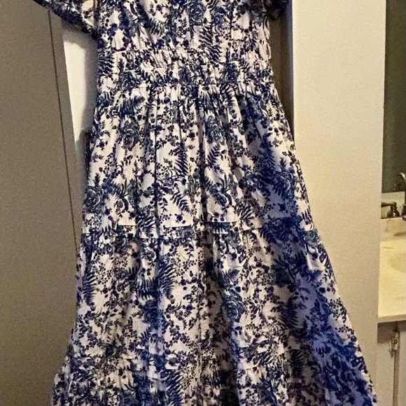Maeve Anthropologie Blue and White Floral Maxi Dress Medium - Picture 3 of 7